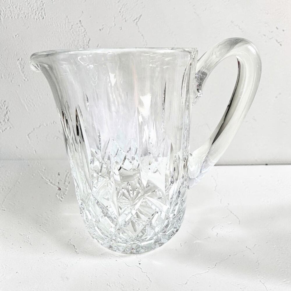 Vintage WATERFORD CRYSTAL LISMORE Pitcher Diamond Wedge Criss Cross Cut 6.5”